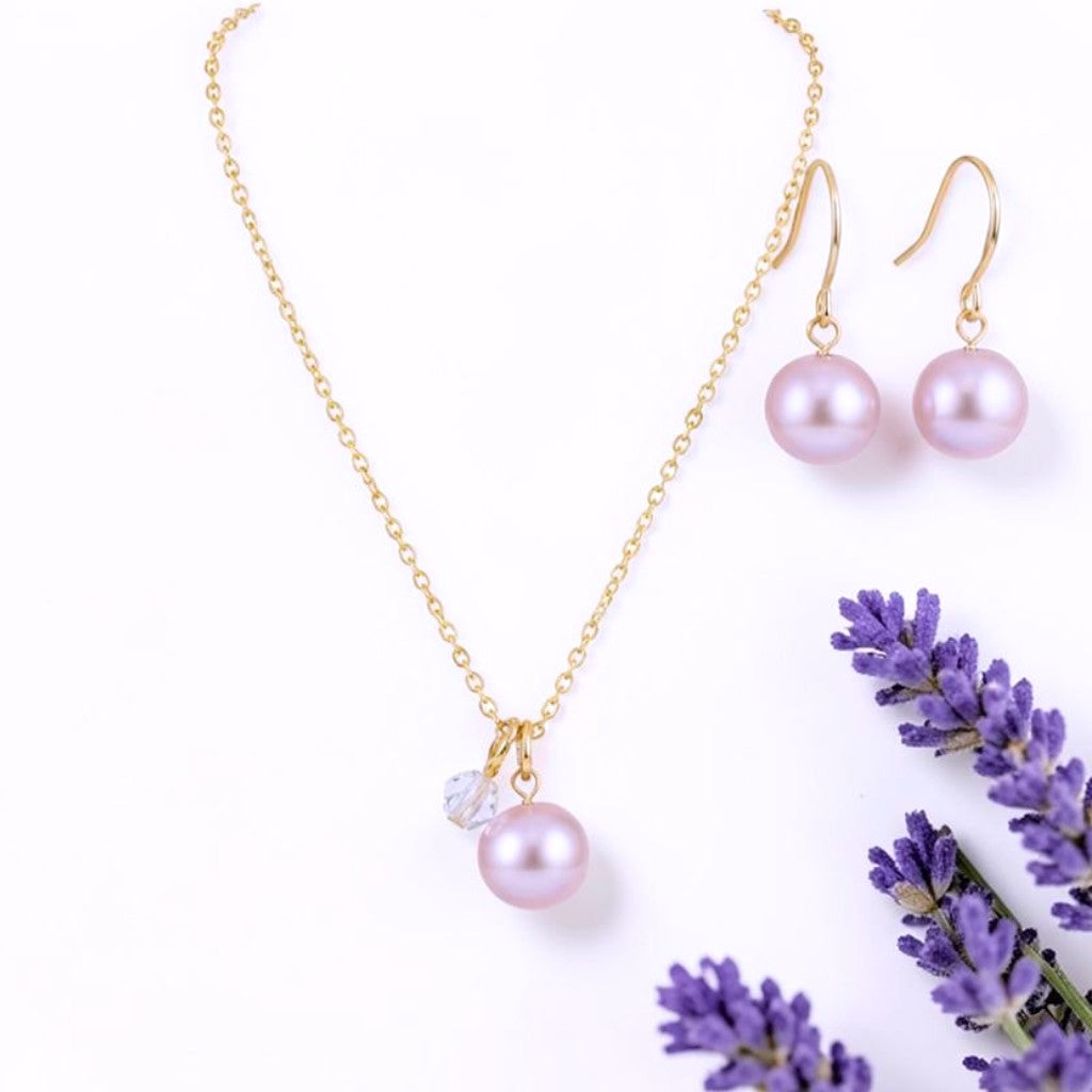 Japanische Sakura Pink Naturperle & AAA Herkimer Diamant Verträumte Halskette