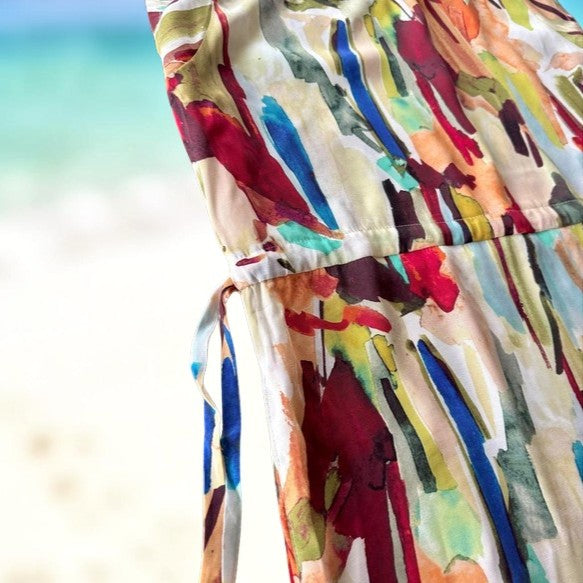 The Fluid Renaissance: Artisan Statement Stand-Collar Maxi Dress