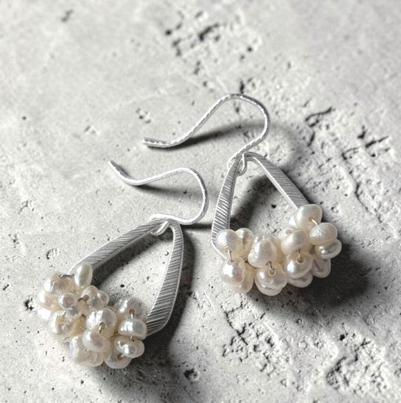 Nature's Wearable Art: Rare Baroque Pearl & Textured Geometric Earrings in 14K Gold, SV925 or  Surgical Stainless Steel