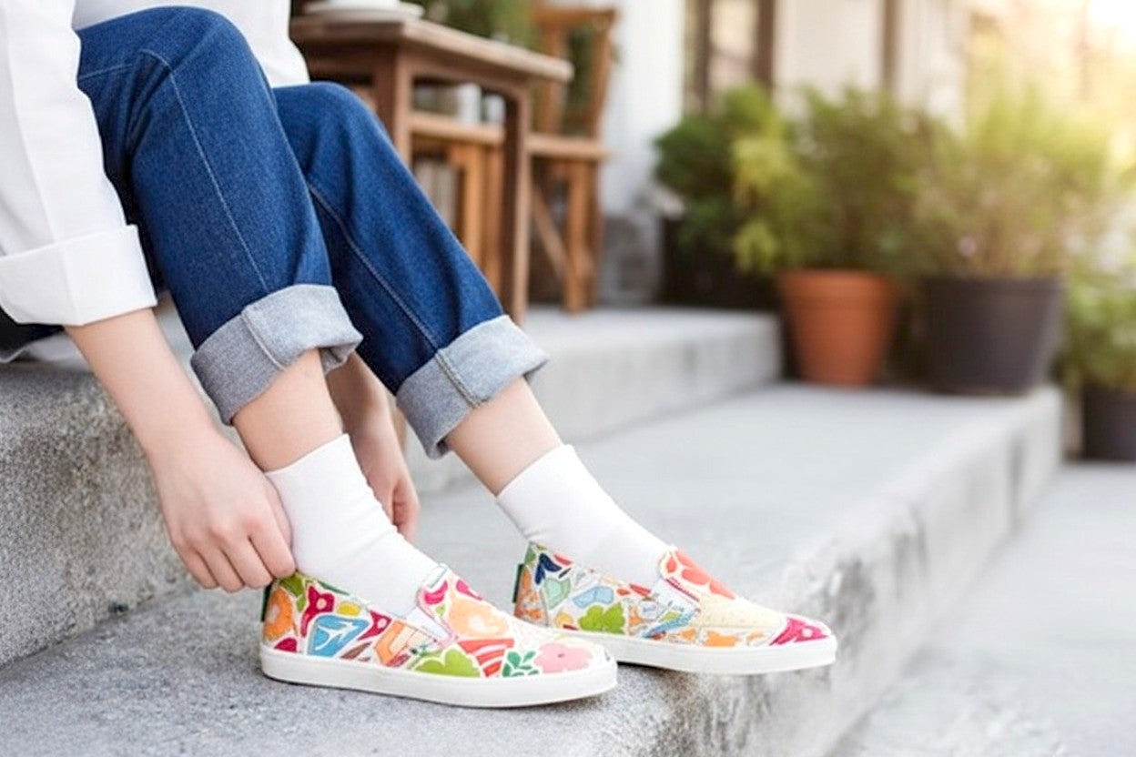 The Island Breeze Slip-On: One-of-a-Kind Textile Art Canvas Shoes