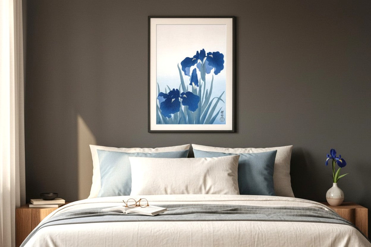 Serene Iris Bloom:Vintage Japanese Nihonga & Ukiyo-e Fine Art Poster