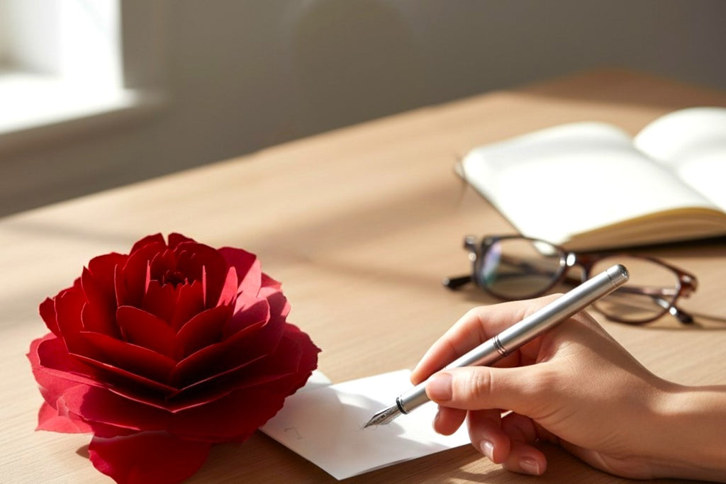 Die Blühende Symphonie: Rosen-Nachrichtenkärtchen, inspiriert von Origami-Kunstfertigkeit