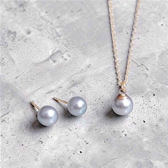The Ocean Serenity: Rare Pale Blue-Gray Freshwater Pearl Jewelry Necklace