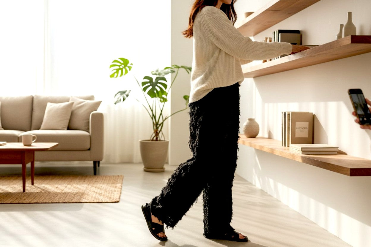 The Sheer Haute-Couture Curve Pants (Noir Black): Premium Artisan Cut-Jacquard Hose