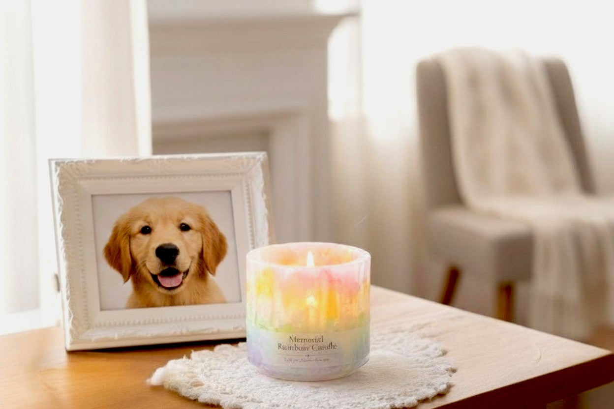 The "Rainbow Bridge": Artisan Rainbow Hydrangea Botanical Candle Shield (LED candle recommended)