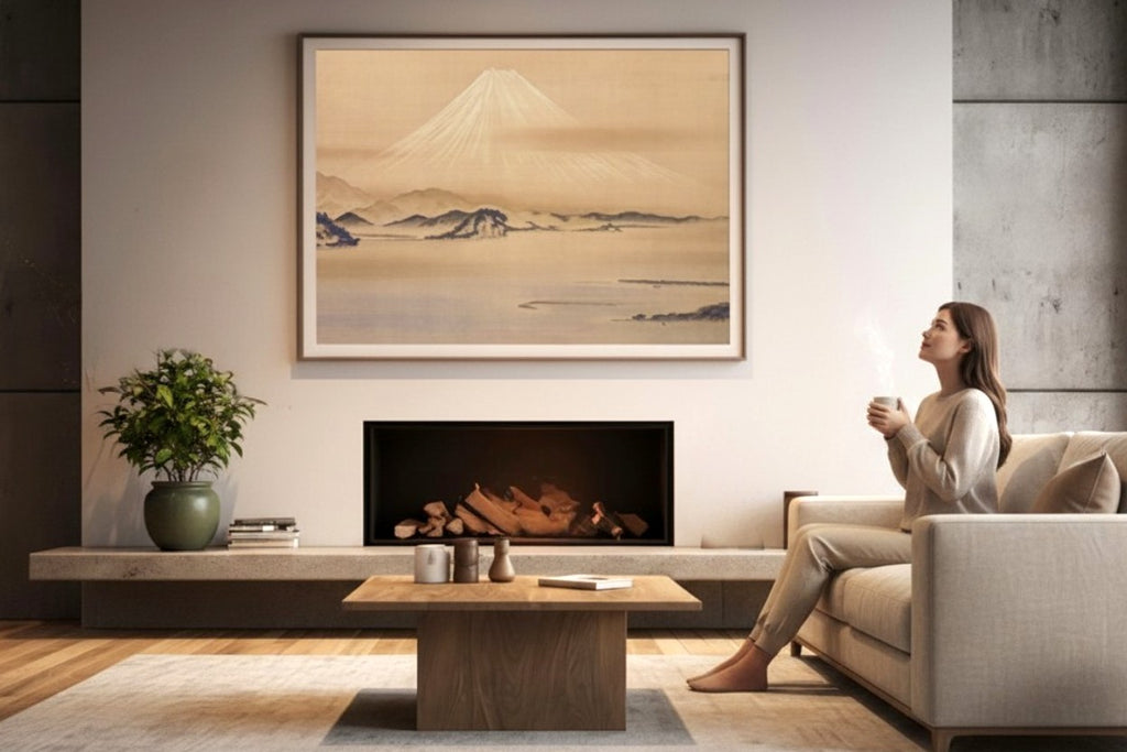 Heilige Einsamkeit: Vintage japanisches Nihonga Mount Fuji Kunstposter