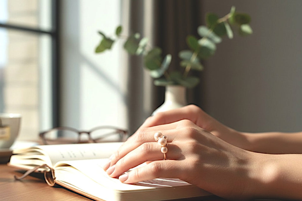The Premium Shell Pearl Cluster Ring in 18k Gold Plated Sterling Silver