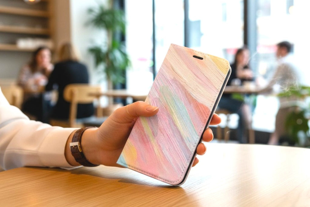 Smile-Color Symphony: Handgemachte Soft-Focus Regenbogen Smartphone-Hülle