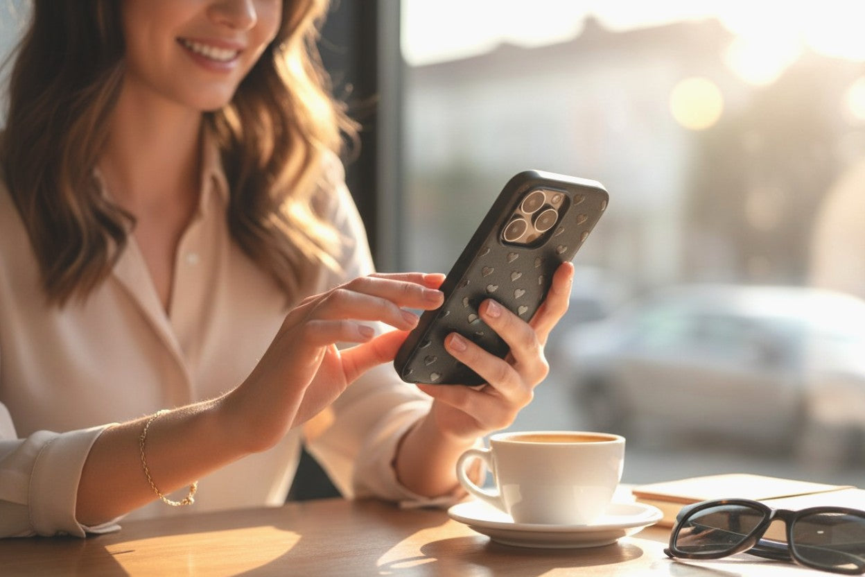 The Embossed Noir Heart: Premium Shockproof Artisan Protective iPhone Case