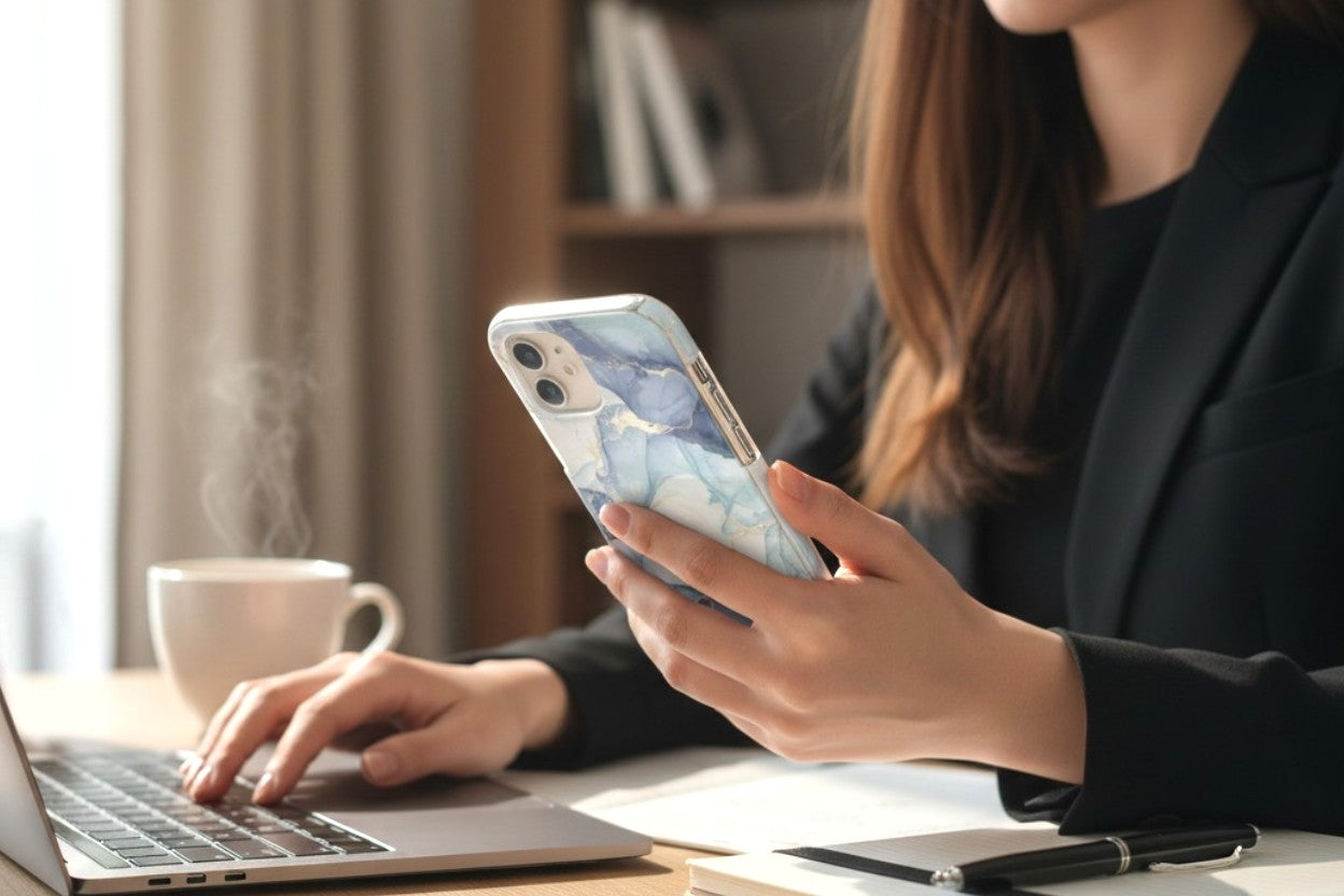 Liquid Elegance: Custom Name Marble-Vein Case Inspired by Sun-Drenched Water Rips