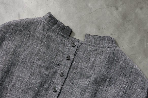 The Elegant Chambray: Handcrafted 100% Japanese Linen Pleated Dress