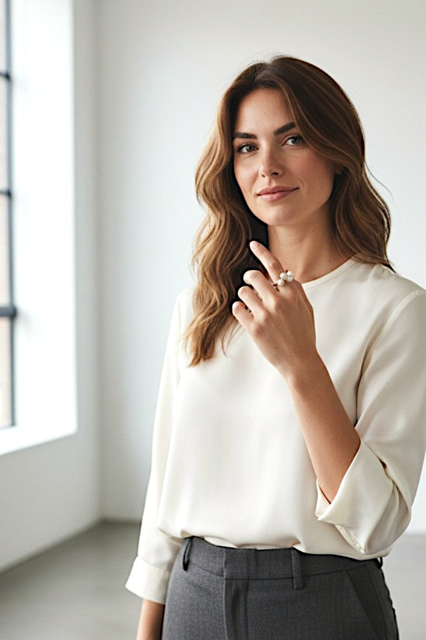 The Premium Shell Pearl Cluster Ring in 18k Gold Plated Sterling Silver