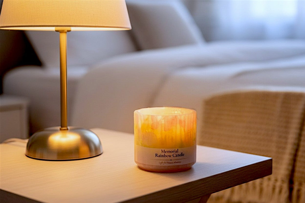 The "Rainbow Bridge": Artisan Rainbow Hydrangea Botanical Candle Shield (LED candle recommended)