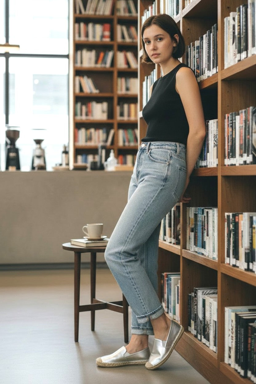 Effortless Summer Comfort:Handcrafted Breathable Jute Slip-On Silver