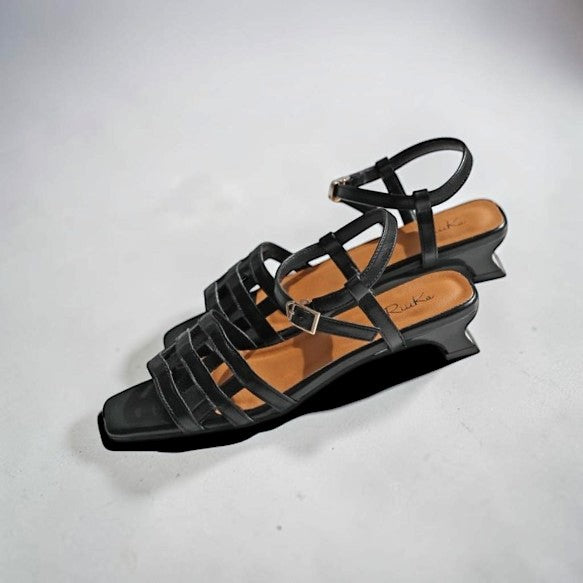 Graceful Steps: Japanese Artisan Scallop Mesh Ankle-Strap Sandals