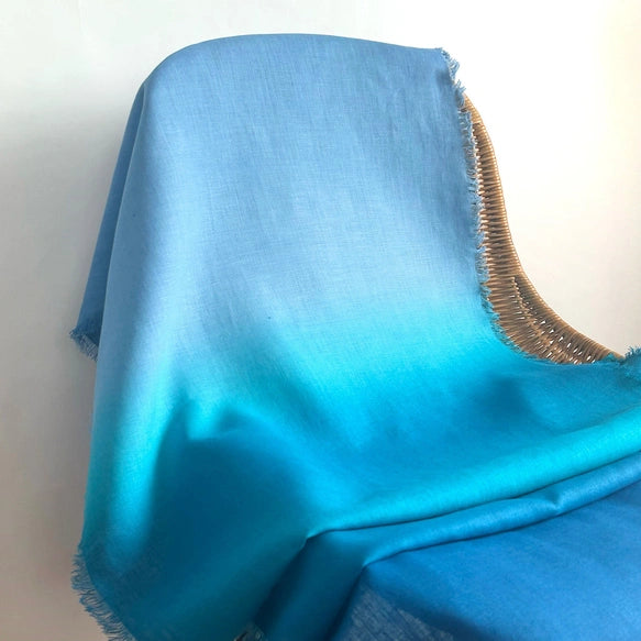 The Transition of Sky Colors: Hand-Brushed Gradient 100% Linen Scarf