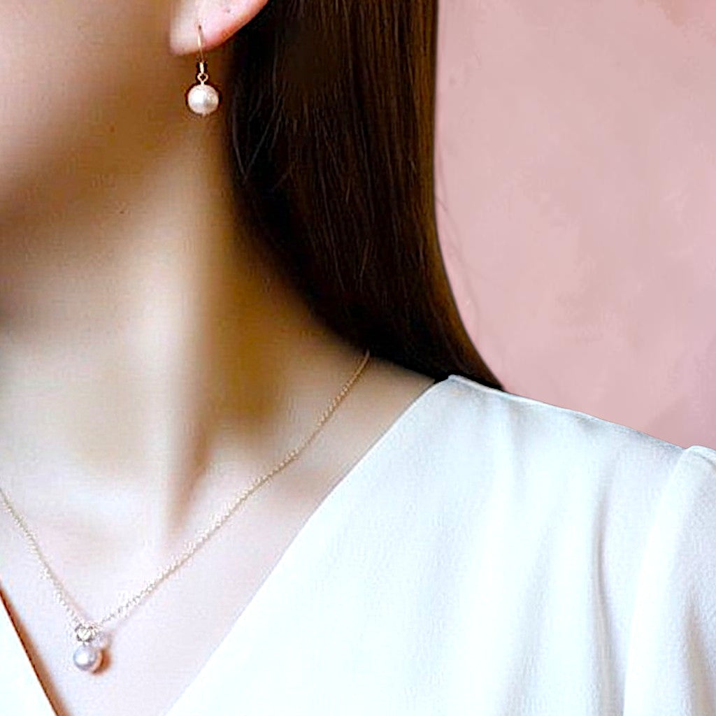 Japanische Sakura Pink Naturperle & AAA Herkimer Diamant Verträumte Halskette