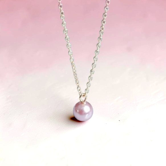 Japanese Natural Untreated Mauve Pink Pearl  Necklace